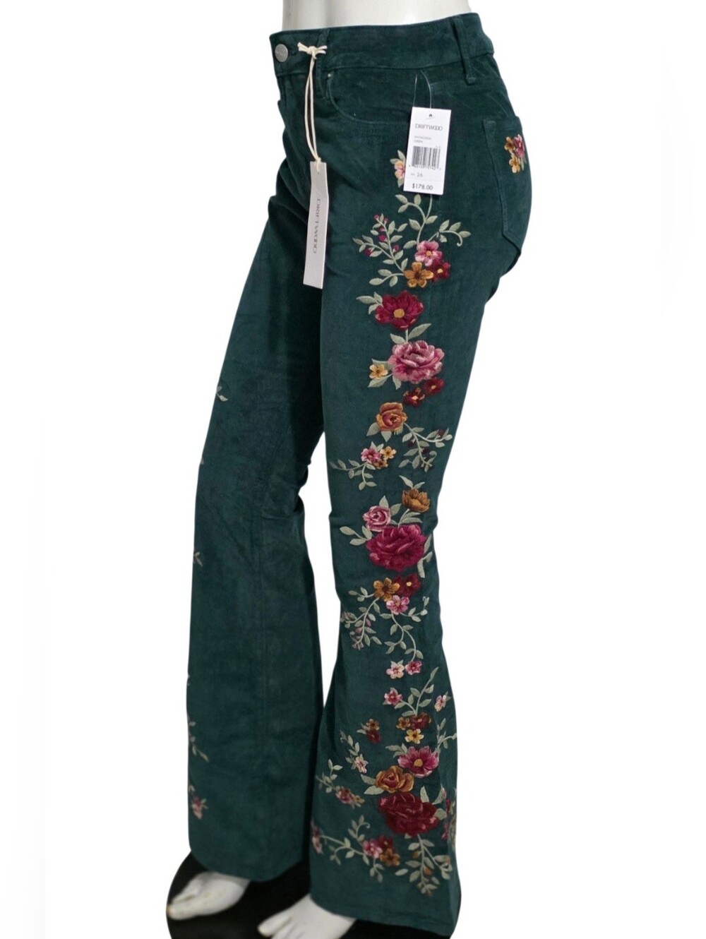 Driftwood Farrah Embroidered Cord Flare Jean at Free People Size 26 NWT - Picture 4 of 16